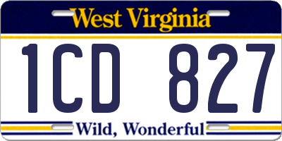 WV license plate 1CD827