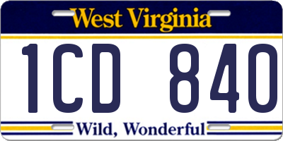 WV license plate 1CD840