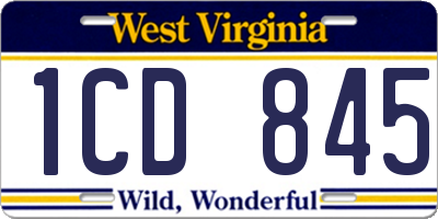 WV license plate 1CD845