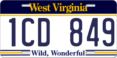 WV license plate 1CD849
