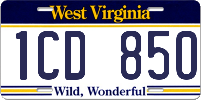 WV license plate 1CD850