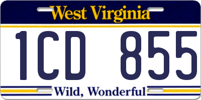 WV license plate 1CD855