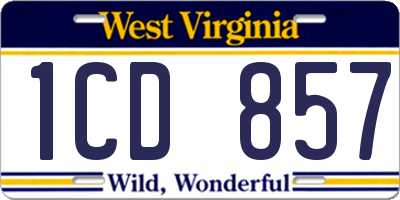 WV license plate 1CD857