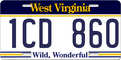 WV license plate 1CD860