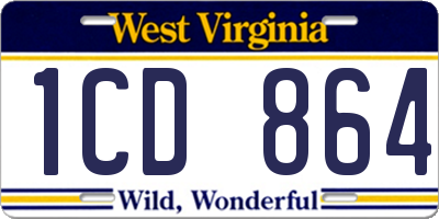 WV license plate 1CD864
