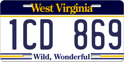 WV license plate 1CD869