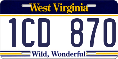 WV license plate 1CD870