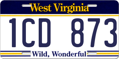WV license plate 1CD873