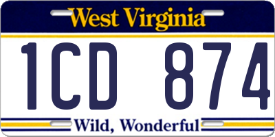 WV license plate 1CD874