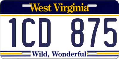 WV license plate 1CD875