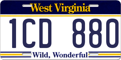 WV license plate 1CD880