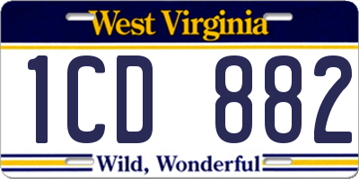 WV license plate 1CD882