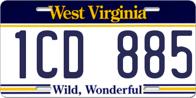 WV license plate 1CD885