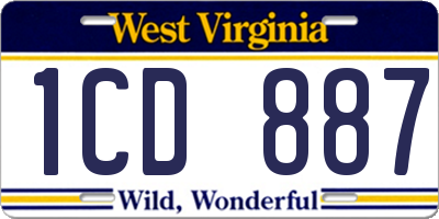 WV license plate 1CD887