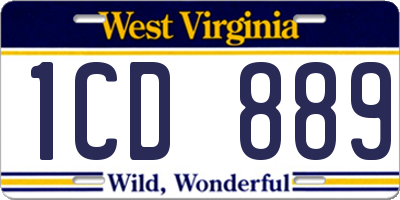 WV license plate 1CD889
