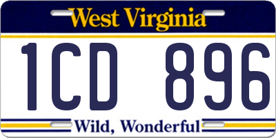 WV license plate 1CD896