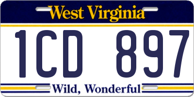 WV license plate 1CD897