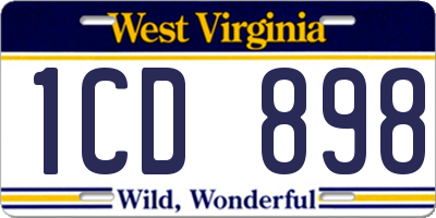 WV license plate 1CD898