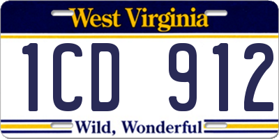 WV license plate 1CD912