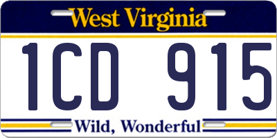WV license plate 1CD915