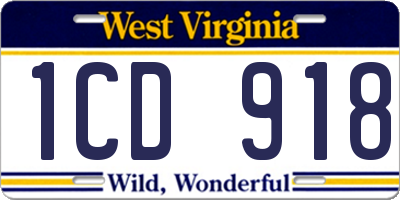WV license plate 1CD918