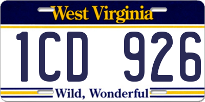 WV license plate 1CD926