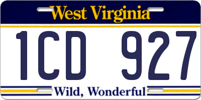 WV license plate 1CD927