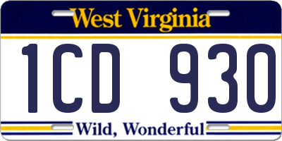 WV license plate 1CD930