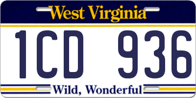WV license plate 1CD936