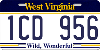 WV license plate 1CD956
