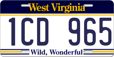 WV license plate 1CD965