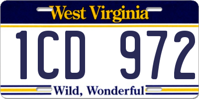 WV license plate 1CD972