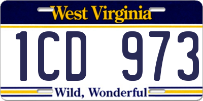 WV license plate 1CD973