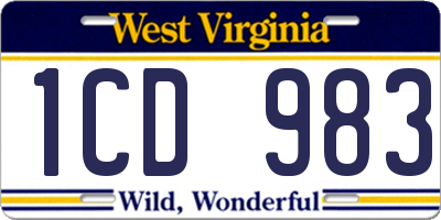 WV license plate 1CD983