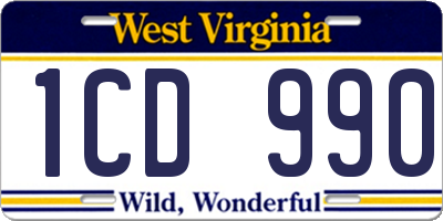 WV license plate 1CD990