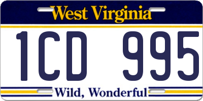 WV license plate 1CD995