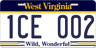 WV license plate 1CE002