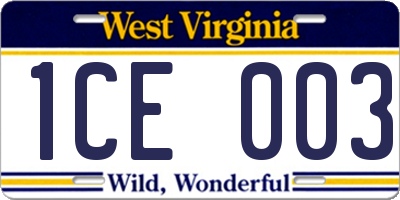 WV license plate 1CE003