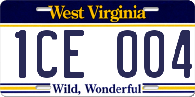 WV license plate 1CE004