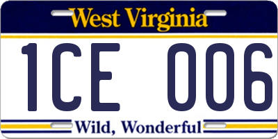 WV license plate 1CE006