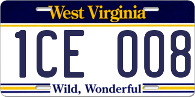 WV license plate 1CE008
