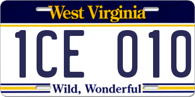 WV license plate 1CE010