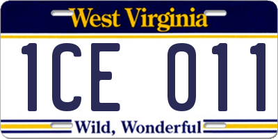 WV license plate 1CE011