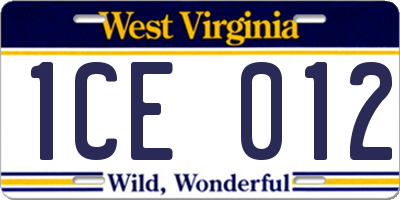 WV license plate 1CE012