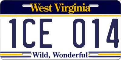 WV license plate 1CE014
