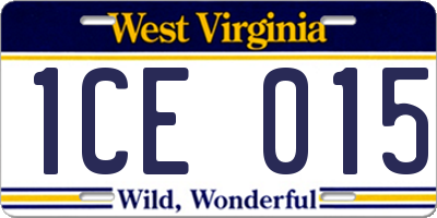WV license plate 1CE015