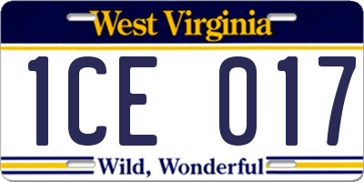 WV license plate 1CE017