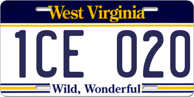 WV license plate 1CE020