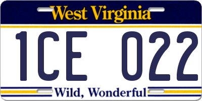 WV license plate 1CE022