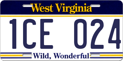 WV license plate 1CE024